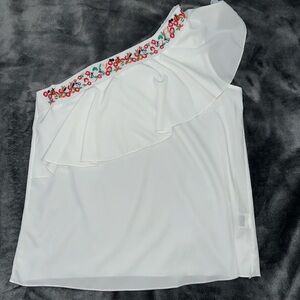 One Shoulder Floral Shirt